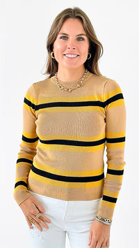 Striped Ribbed Sweatshirt-140 Sweaters-Itoo-Coastal Bloom Boutique, find the trendiest versions of the popular styles and looks Located in Indialantic, FL