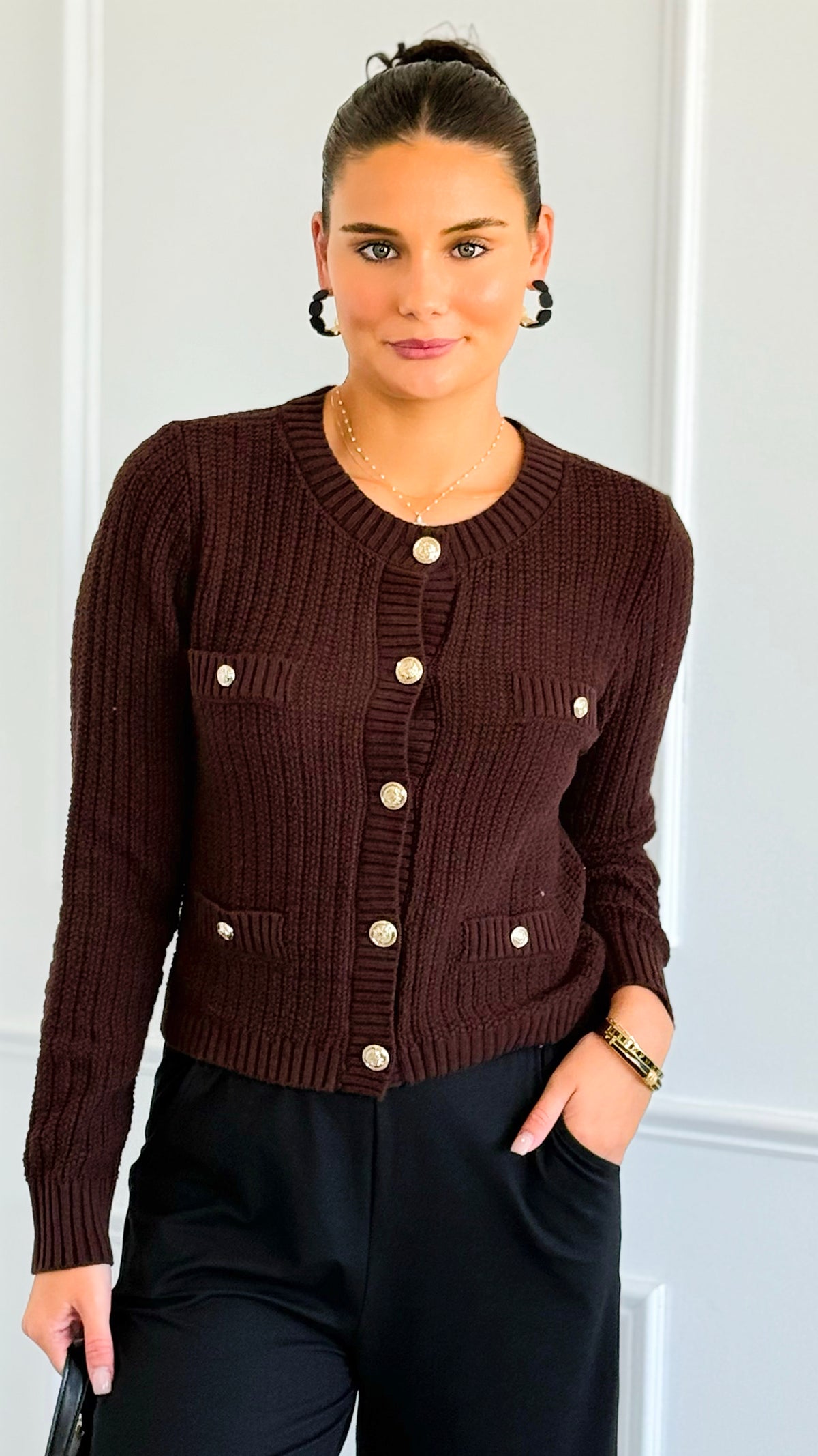 The Regent Cropped Cardigan Sweater-150 Cardigan Layers-Blu Pepper-Coastal Bloom Boutique, find the trendiest versions of the popular styles and looks Located in Indialantic, FL
