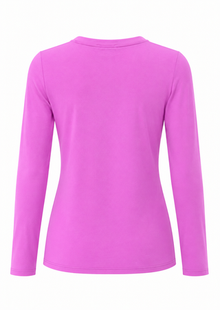 Anniston Brushed Microfiber Long Sleeve Neck Tee - Bright Mauve