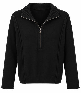 Half Zip Collared Sweater - Black