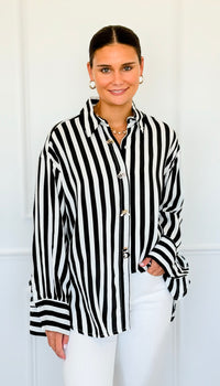 Empire Stripes Italian Blouse-110 Long Sleeve Tops-TATTOO Z-Coastal Bloom Boutique, find the trendiest versions of the popular styles and looks Located in Indialantic, FL
