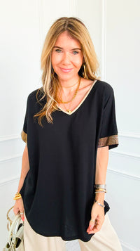 Golden Hour Trim Italian Top- Black