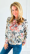 Floral Frenzy Italian St Tropez Sweater-140 Sweaters-Italianissimo-Coastal Bloom Boutique, find the trendiest versions of the popular styles and looks Located in Indialantic, FL