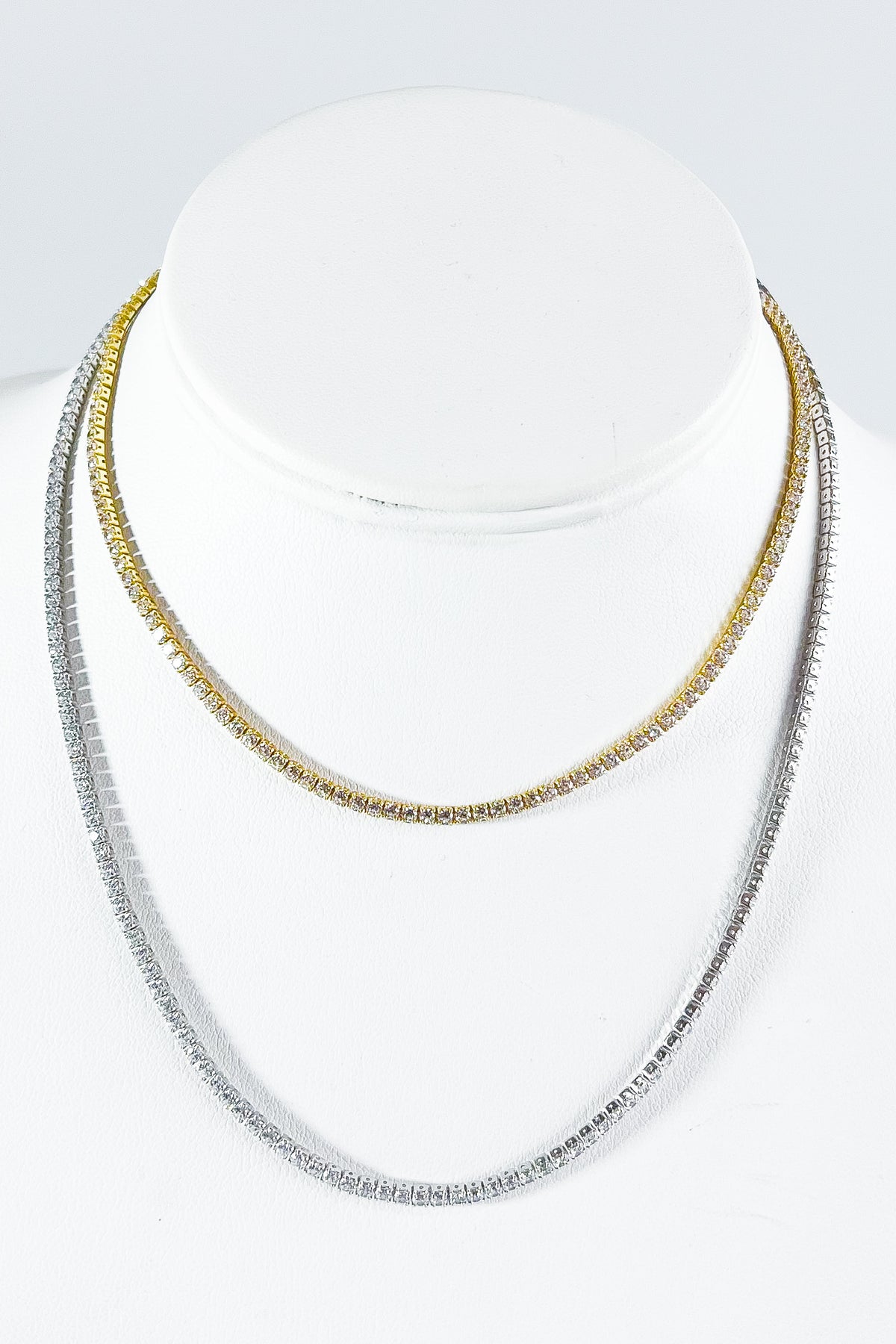 Sterling Silver Eternity Two Tone Petite Necklace-230 Jewelry-NEWNYC2-Coastal Bloom Boutique, find the trendiest versions of the popular styles and looks Located in Indialantic, FL