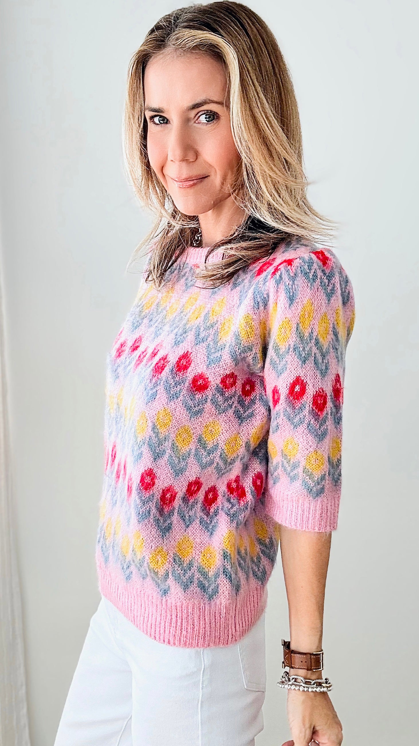 Tip Toe Thru The Tulips Sweater - Pink-140 Sweaters-&MERCI-Coastal Bloom Boutique, find the trendiest versions of the popular styles and looks Located in Indialantic, FL