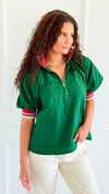 Ivy League Zip Accent Top-110 short Sleeve Top-ENTRO-Coastal Bloom Boutique, find the trendiest versions of the popular styles and looks Located in Indialantic, FL