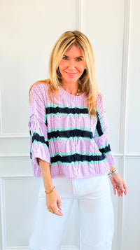 Soft Horizon Cable Knit Sweater- Lavender