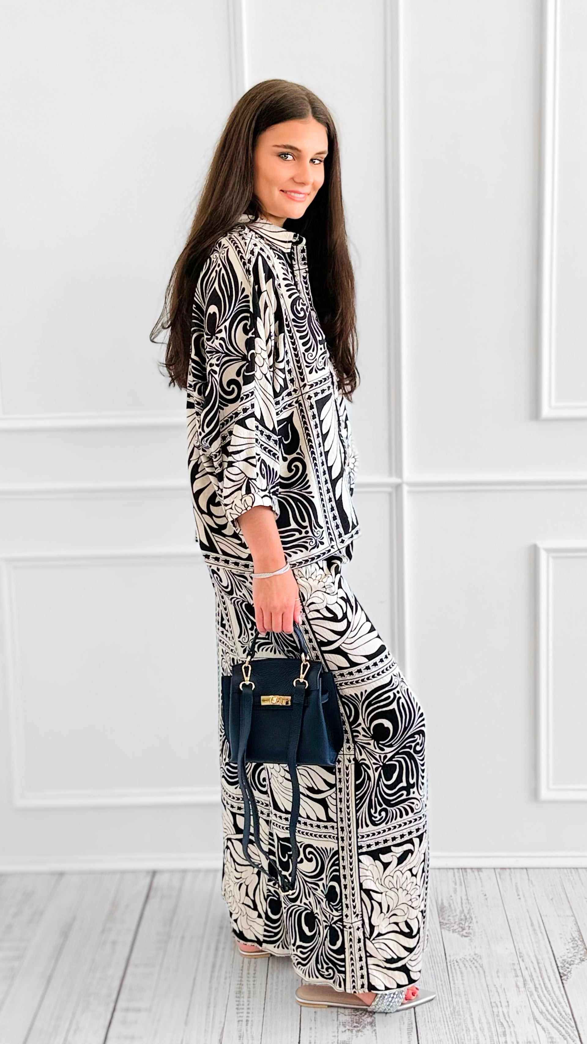 The Riviera Scroll Wide-Leg Pants-170 Bottoms-GIGIO-Coastal Bloom Boutique, find the trendiest versions of the popular styles and looks Located in Indialantic, FL