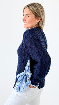 Coastal Charm Cable Sweater-140 Sweaters-English Factory-Coastal Bloom Boutique, find the trendiest versions of the popular styles and looks Located in Indialantic, FL