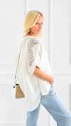 Lace & Stripe Italian Button Top-110 short Sleeve Top-TATTOO Z-Coastal Bloom Boutique, find the trendiest versions of the popular styles and looks Located in Indialantic, FL