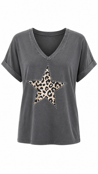 Wild Star Shine V-Neck Italian Graphic Tee