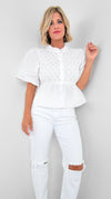 Puff Sleeve Textured Top-110 Short Sleeve Tops-LALAVON-Coastal Bloom Boutique, find the trendiest versions of the popular styles and looks Located in Indialantic, FL