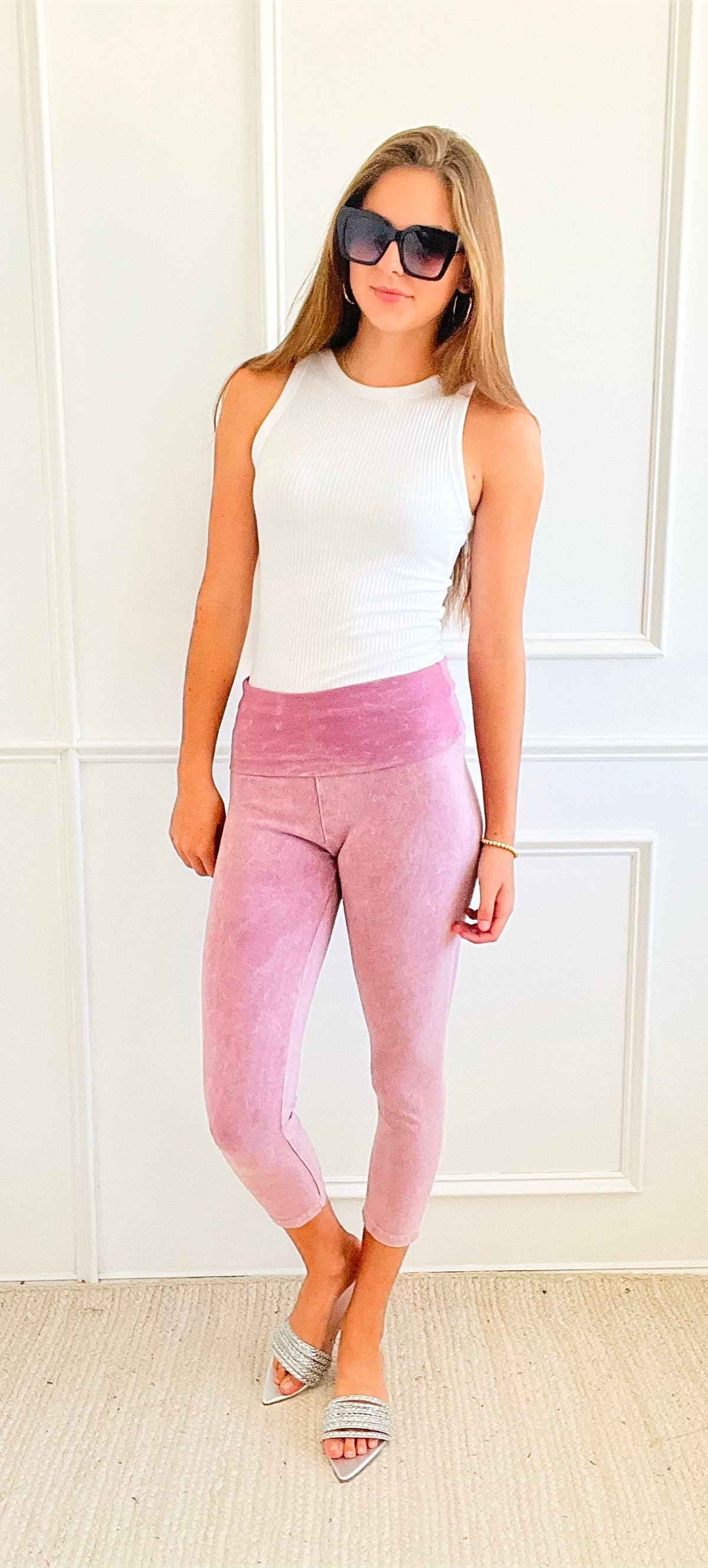 Walk The Walk Cropped Leggings - Rose Pink-170 Bottoms-Chatoyant-Coastal Bloom Boutique, find the trendiest versions of the popular styles and looks Located in Indialantic, FL