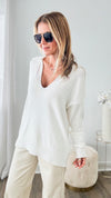 Polo Collar Knit Sweater-140 Sweaters-Venti6-Coastal Bloom Boutique, find the trendiest versions of the popular styles and looks Located in Indialantic, FL