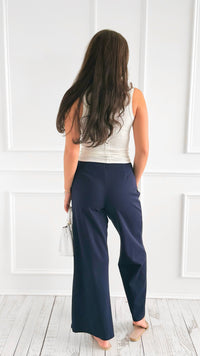 Golden Hour Pants - Navy-170 Bottoms-GLAM-Coastal Bloom Boutique, find the trendiest versions of the popular styles and looks Located in Indialantic, FL