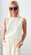 Butter Modal Round Neck Top - Ivory-100 Sleeveless Tops-Before You-Coastal Bloom Boutique, find the trendiest versions of the popular styles and looks Located in Indialantic, FL