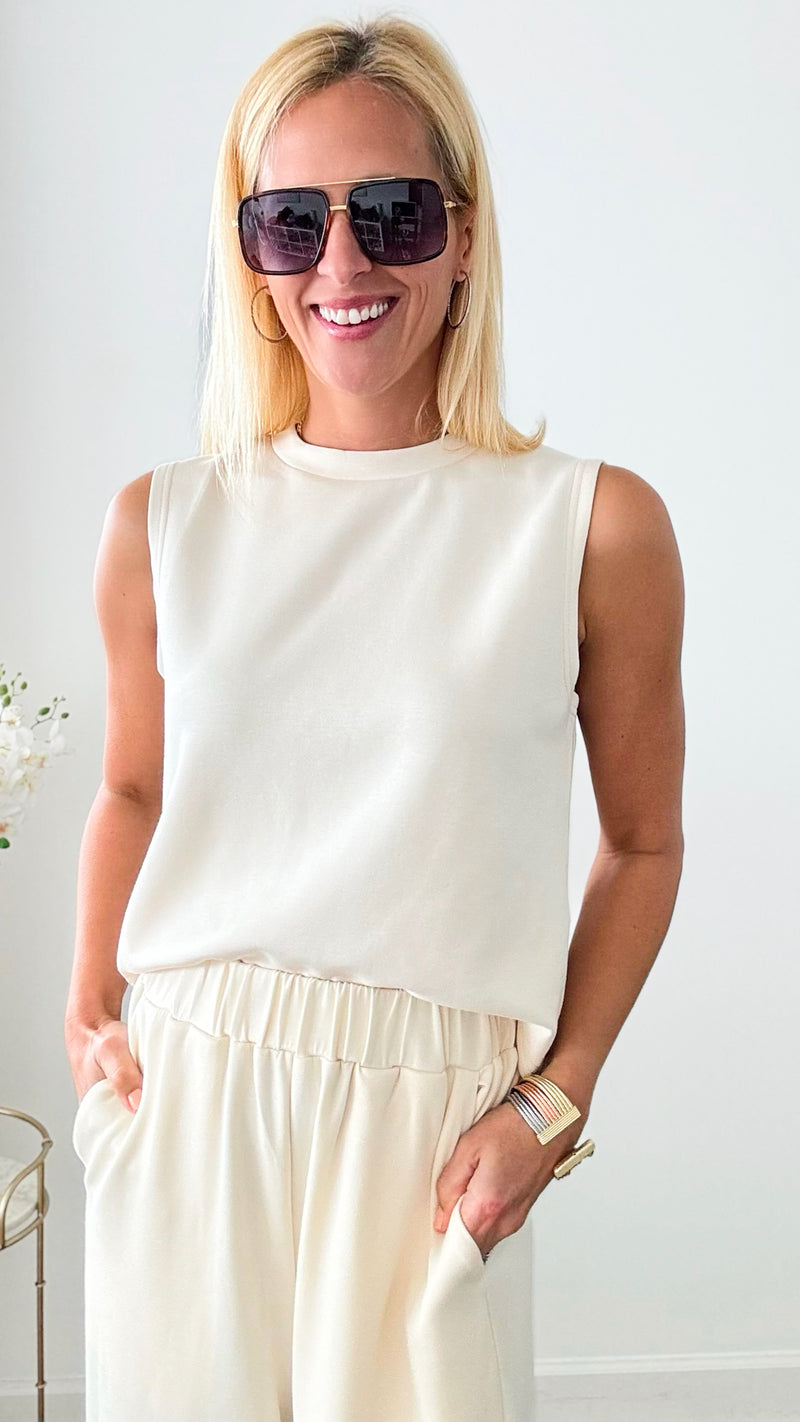 Butter Modal Round Neck Top - Ivory-100 Sleeveless Tops-Before You-Coastal Bloom Boutique, find the trendiest versions of the popular styles and looks Located in Indialantic, FL