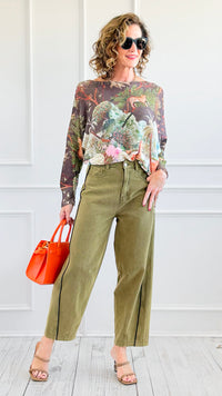 Botanical Safari Lurex St Tropez Knit- Brown-140 Sweaters-SORPRESA-Coastal Bloom Boutique, find the trendiest versions of the popular styles and looks Located in Indialantic, FL