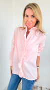 Parisian Ruffle Button Blouse-130 Long Sleeve Tops-English Factory-Coastal Bloom Boutique, find the trendiest versions of the popular styles and looks Located in Indialantic, FL