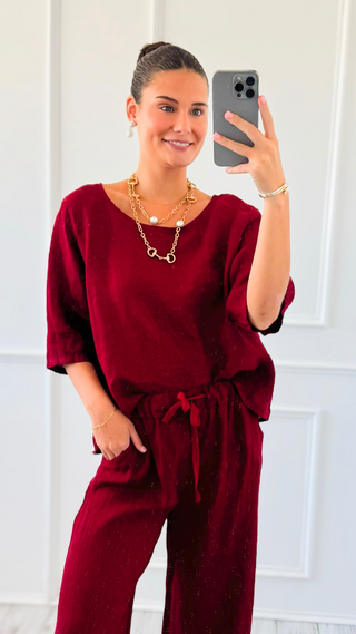 Drift Away Button Back Linen Italian Top