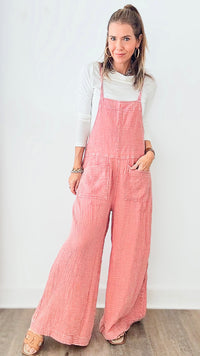 Cotton Washed Overall - Mauve-170 Bottoms-EASEL-Coastal Bloom Boutique, find the trendiest versions of the popular styles and looks Located in Indialantic, FL