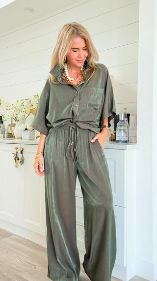 Satin Pocket Blouse Top