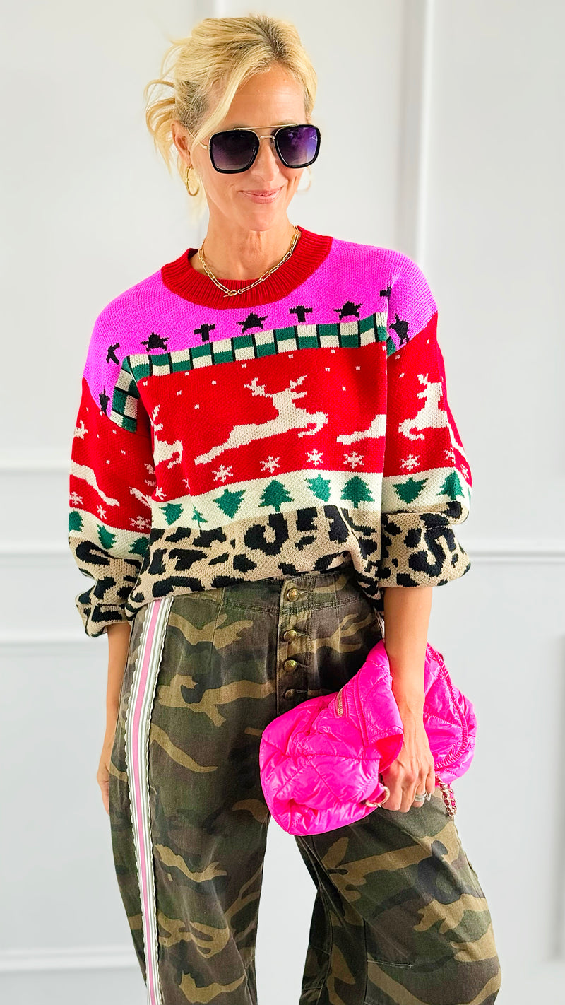 Holiday Patchwork Knit Sweater-140 Sweaters-Anniewear-Coastal Bloom Boutique, find the trendiest versions of the popular styles and looks Located in Indialantic, FL