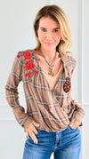 Custom CB Rose Crest Plaid Top-130 Long Sleeve Tops-mystree / Holly-Coastal Bloom Boutique, find the trendiest versions of the popular styles and looks Located in Indialantic, FL