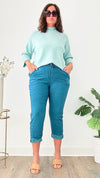 Curvy Love Endures Italian Jogger - Dark Teal-180 Joggers-Italianissimo-Coastal Bloom Boutique, find the trendiest versions of the popular styles and looks Located in Indialantic, FL