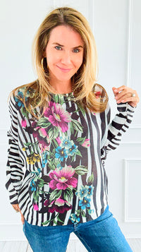 Striped Mirage Italian St Tropez Sweater-140 Sweaters-Italianissimo-Coastal Bloom Boutique, find the trendiest versions of the popular styles and looks Located in Indialantic, FL