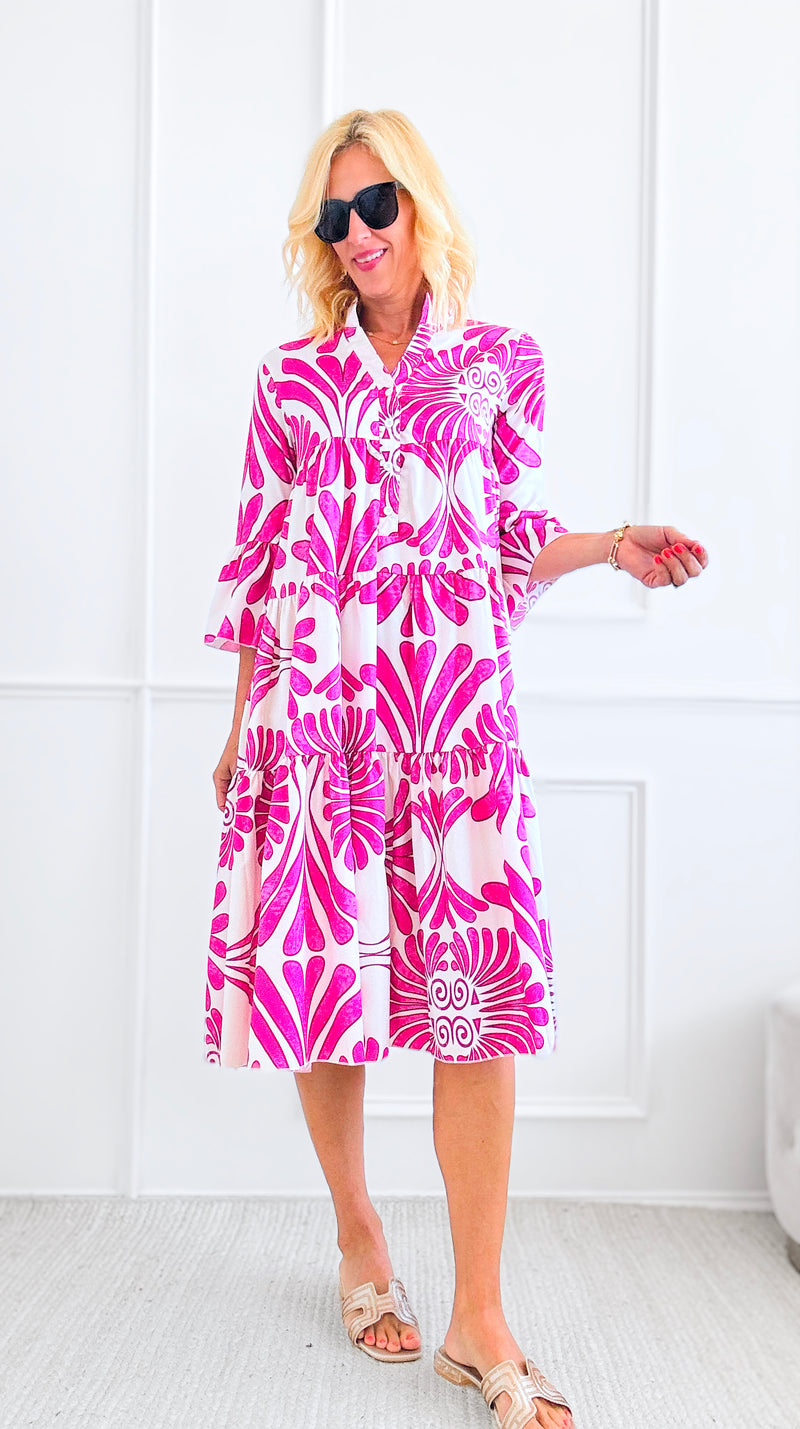 Tiered Ruffled Printed Long Sleeve Dress-200 Dresses/Jumpsuits/Rompers-Sundayup-Coastal Bloom Boutique, find the trendiest versions of the popular styles and looks Located in Indialantic, FL