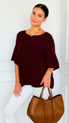 Winter in Amalfi Italian Top - Wine-140 Sweaters-Italianissimo-Coastal Bloom Boutique, find the trendiest versions of the popular styles and looks Located in Indialantic, FL