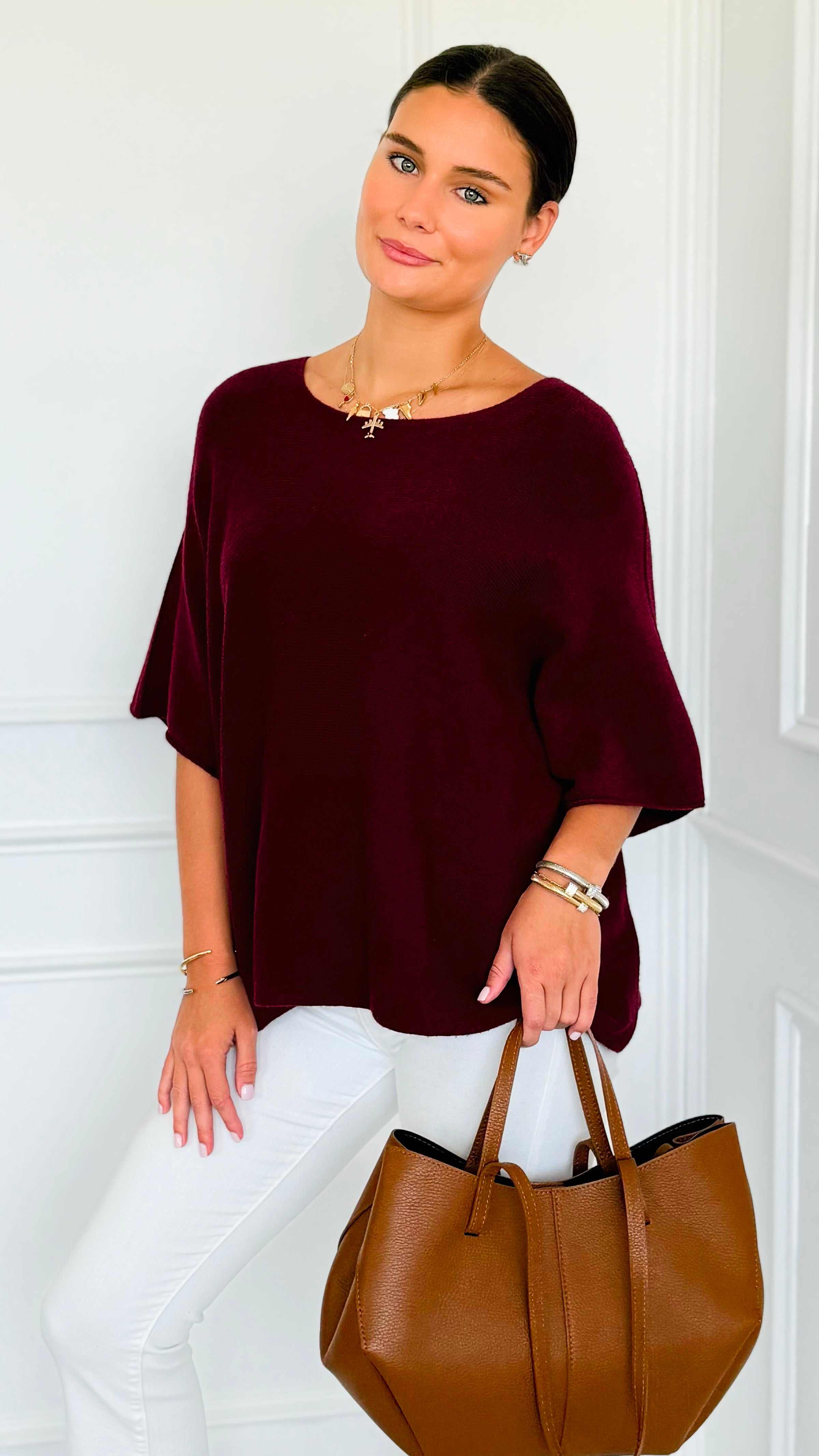 Winter in Amalfi Italian Top - Wine-140 Sweaters-Italianissimo-Coastal Bloom Boutique, find the trendiest versions of the popular styles and looks Located in Indialantic, FL