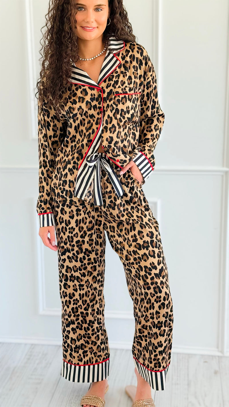 Spotted in Satin Print Pajama Set-210 Loungewear/Sets-Anniewear-Coastal Bloom Boutique, find the trendiest versions of the popular styles and looks Located in Indialantic, FL