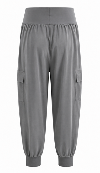 Sunset Stroll Elastic Waist Cargo Jogger - Grey