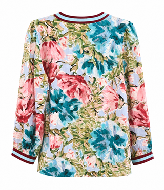 Vibrant Floral Split Neck Top