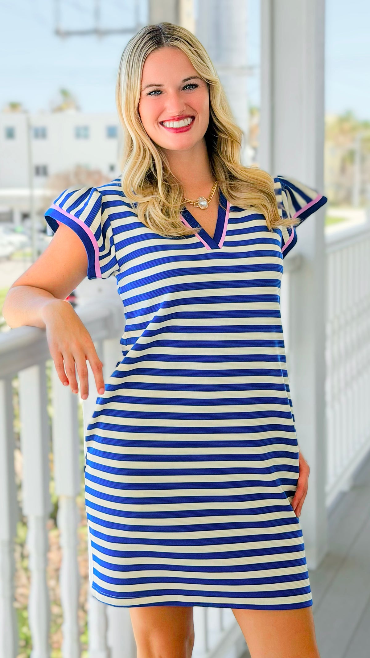 Breezy Stripe Dress Coastal Bloom Breezy Stripe Dress Coastal Bloom