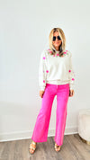 Frayed Hem Bootcut Pants - Hot Pink-170 Bottoms-Zenana-Coastal Bloom Boutique, find the trendiest versions of the popular styles and looks Located in Indialantic, FL