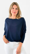 The Anywhere Luxe Knit Top - Navy-110 Long Sleeve Tops-Six/ Fifty-Coastal Bloom Boutique, find the trendiest versions of the popular styles and looks Located in Indialantic, FL