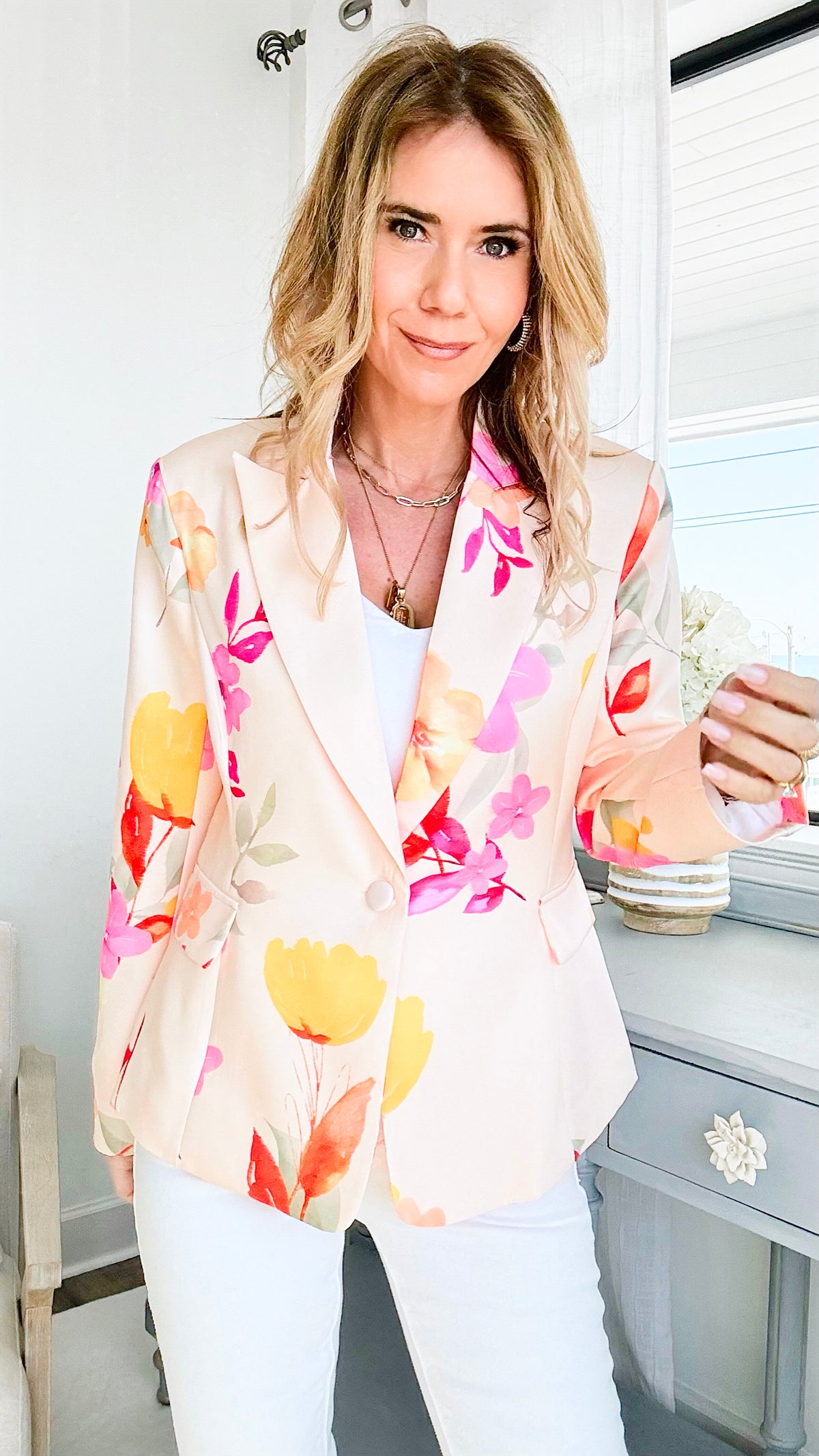 Floral Print Blazer-160 Jackets-Main Strip-Coastal Bloom Boutique, find the trendiest versions of the popular styles and looks Located in Indialantic, FL