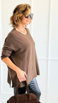 Serenity Line Italian Pullover- Brown-140 Sweaters-Aute-Coastal Bloom Boutique, find the trendiest versions of the popular styles and looks Located in Indialantic, FL