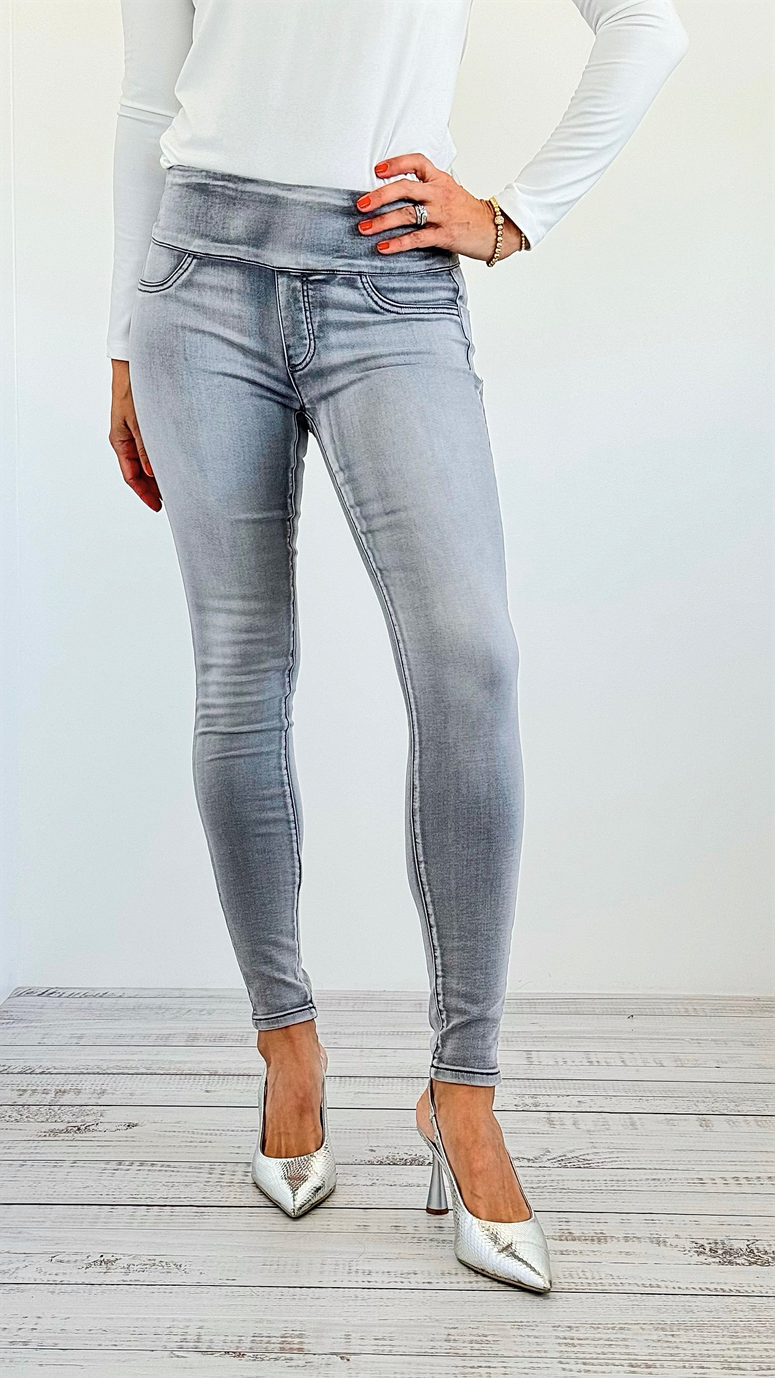 Silver Sky High-Rise Jeggings-170 Bottoms-Beverly Rose-Coastal Bloom Boutique, find the trendiest versions of the popular styles and looks Located in Indialantic, FL