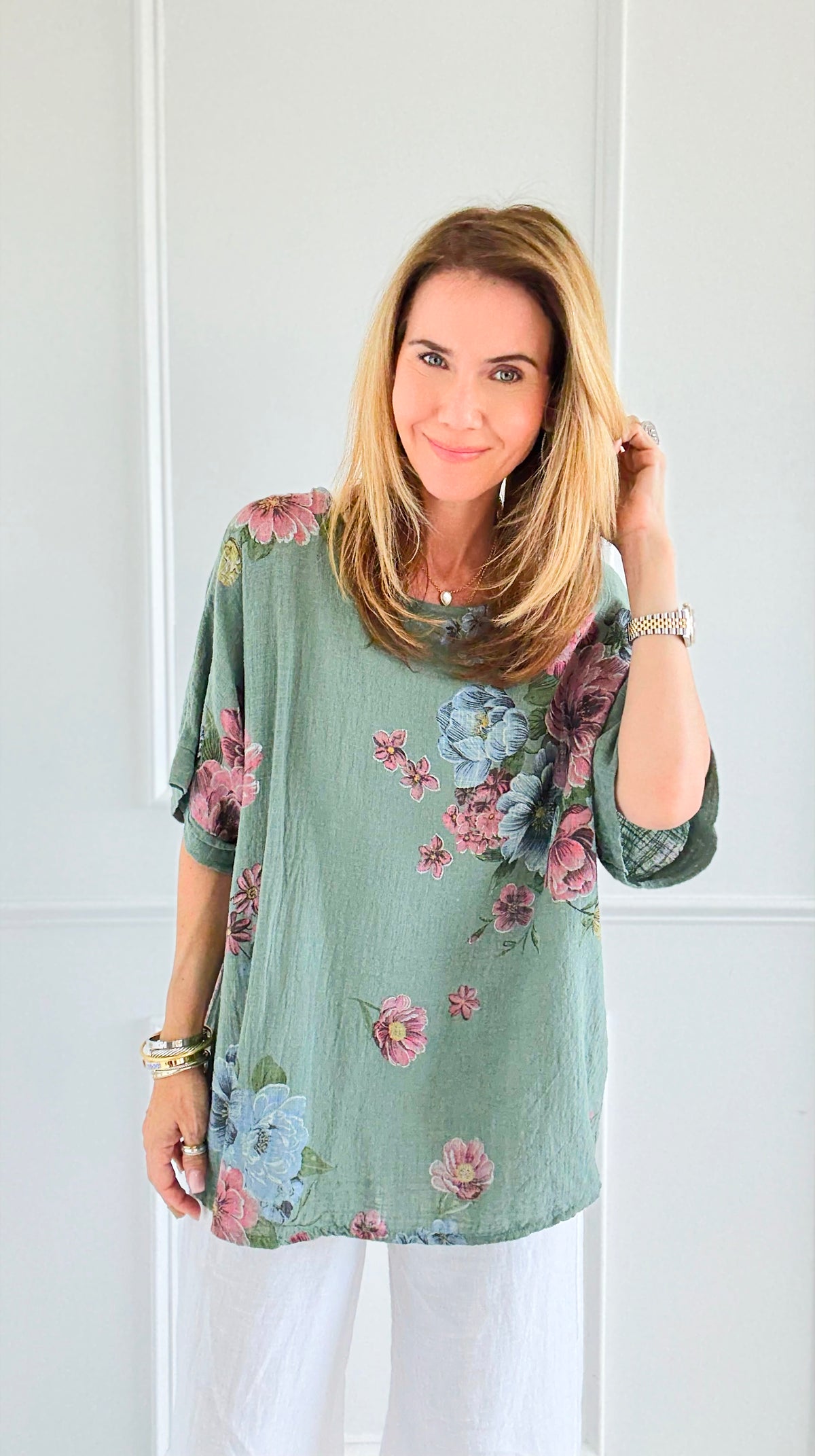 Bloom Relaxed Italian Top- Olive-110 short Sleeve Top-Italianissimo-Coastal Bloom Boutique, find the trendiest versions of the popular styles and looks Located in Indialantic, FL