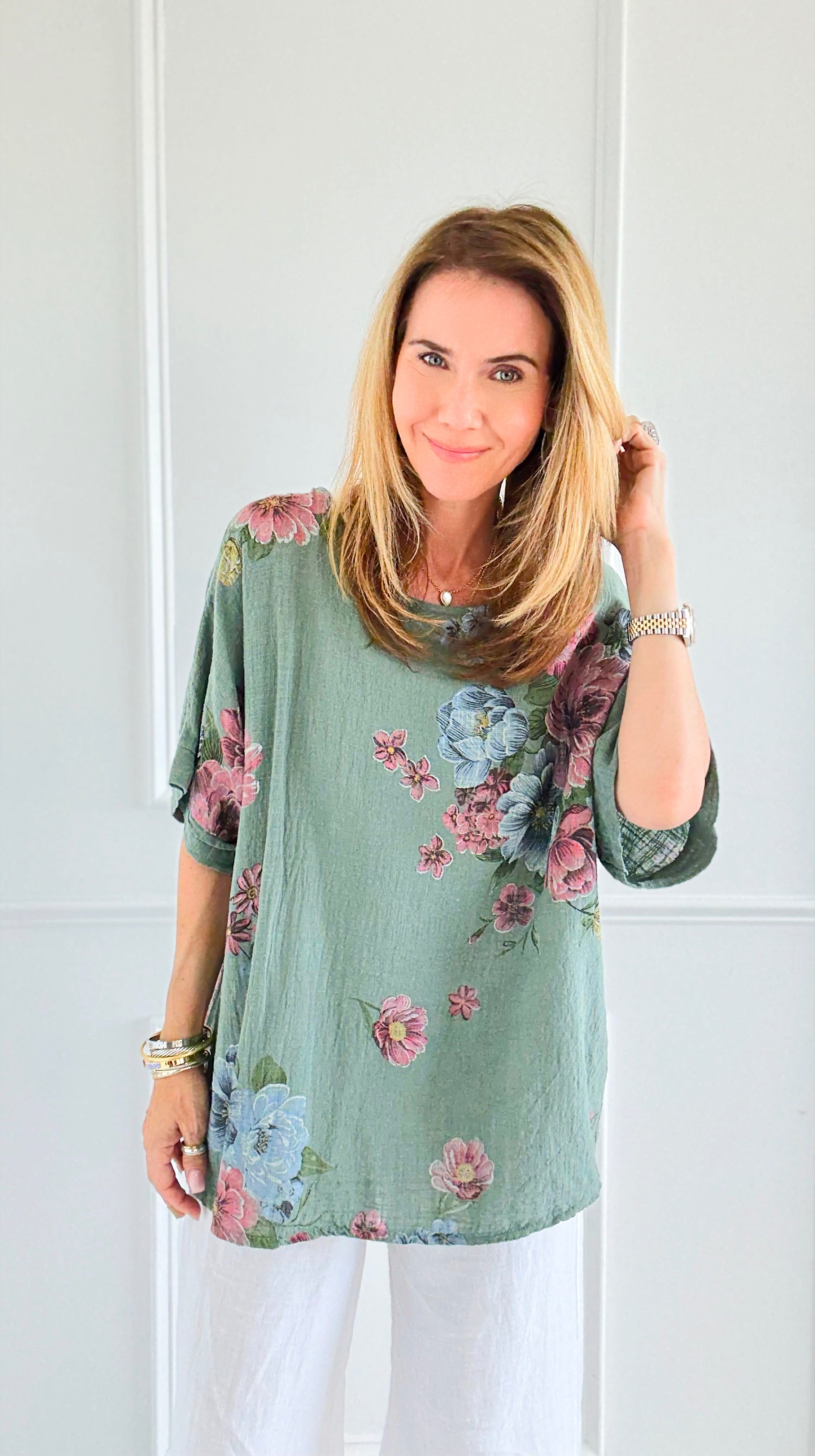 Bloom Relaxed Italian Top- Olive-110 short Sleeve Top-Italianissimo-Coastal Bloom Boutique, find the trendiest versions of the popular styles and looks Located in Indialantic, FL