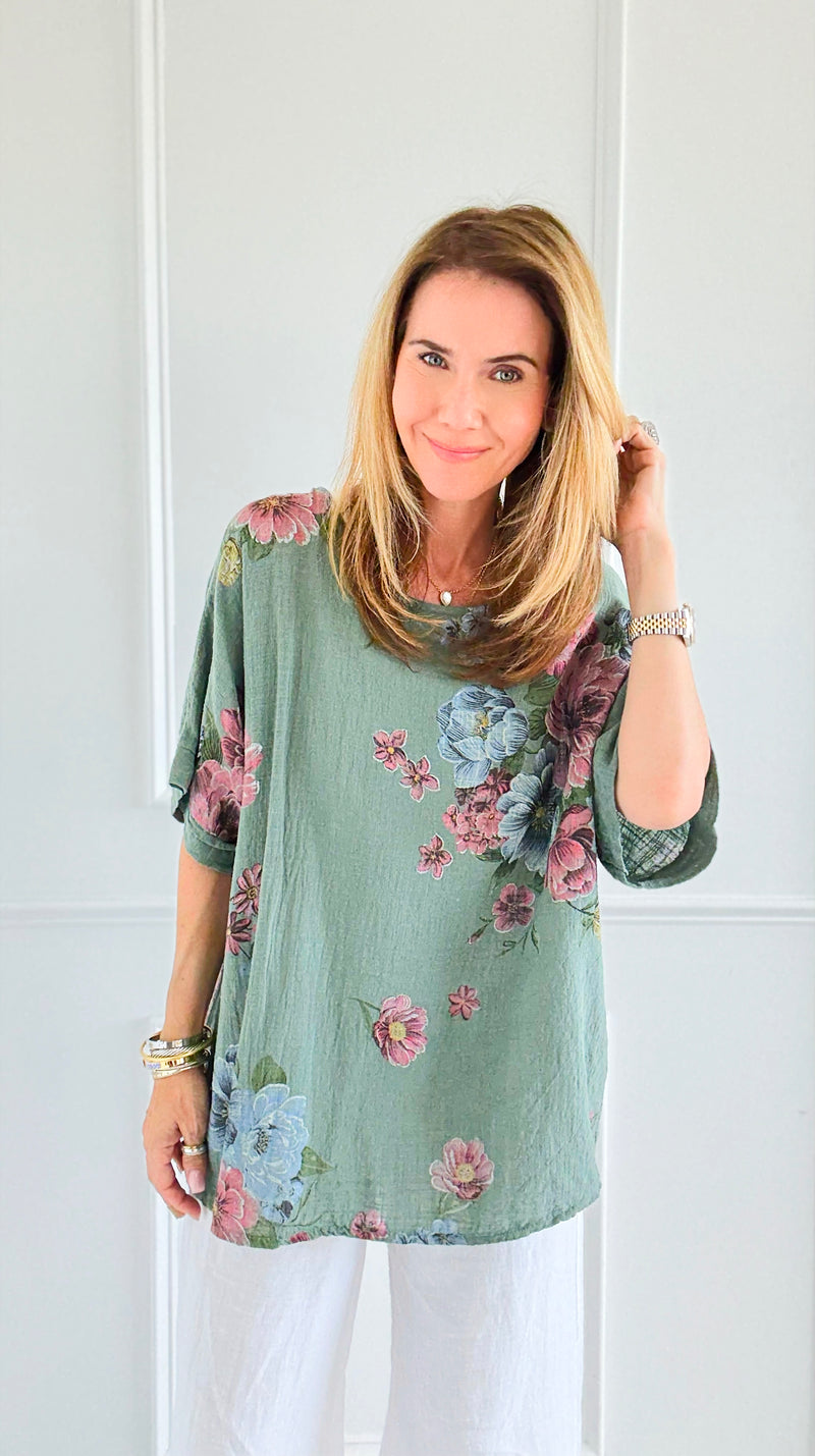 Bloom Relaxed Italian Top- Olive-110 short Sleeve Top-Italianissimo-Coastal Bloom Boutique, find the trendiest versions of the popular styles and looks Located in Indialantic, FL