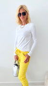 Love Endures Italian Jogger - Sunshine Yellow-180 Joggers-Germany-Coastal Bloom Boutique, find the trendiest versions of the popular styles and looks Located in Indialantic, FL