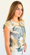 Sand & Sea Camo Top-110 Short Sleeve Tops-mystree-Coastal Bloom Boutique, find the trendiest versions of the popular styles and looks Located in Indialantic, FL