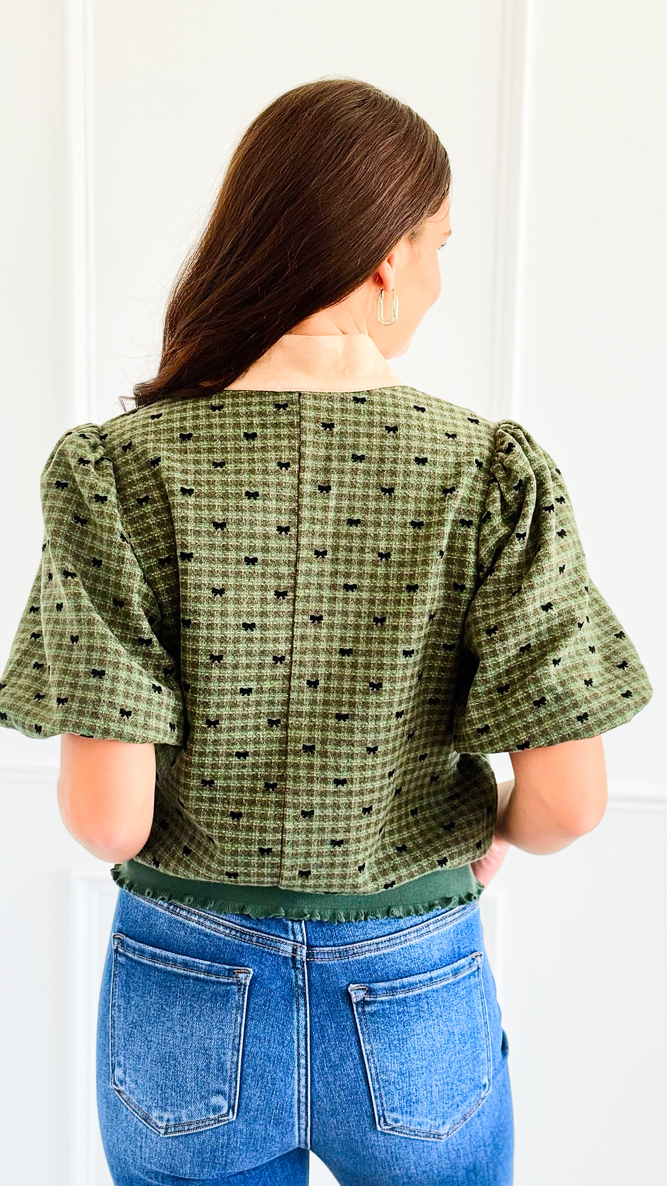 Ruffle Hem Puff Sleeve Top-110 Short Sleeve Tops-VOY-Coastal Bloom Boutique, find the trendiest versions of the popular styles and looks Located in Indialantic, FL