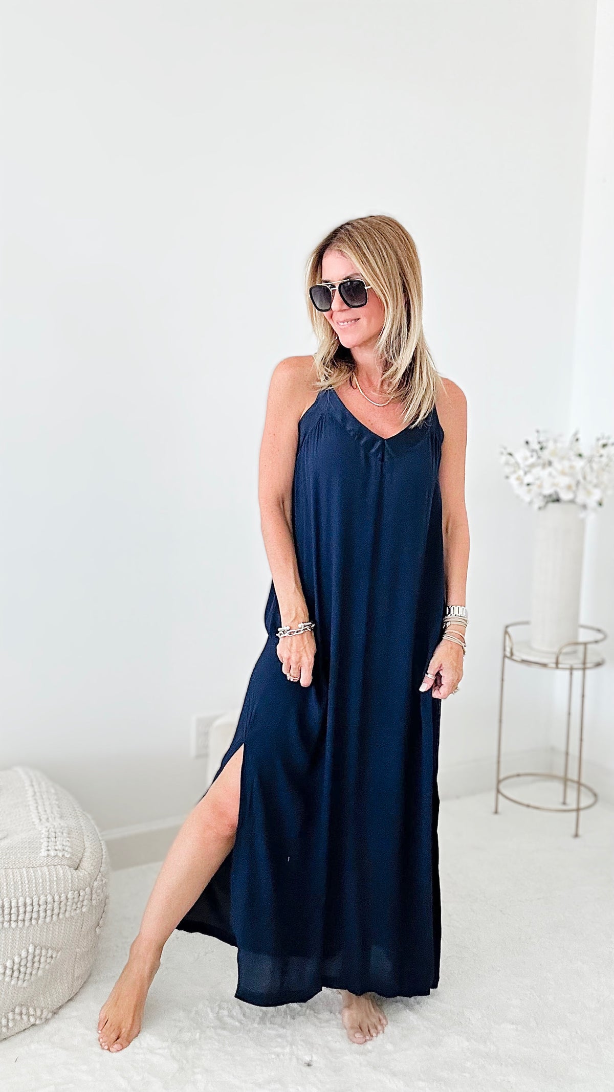 Weekend Fun Italian Maxi Dress - Navy-200 Dresses/Jumpsuits/Rompers-Tempo-Coastal Bloom Boutique, find the trendiest versions of the popular styles and looks Located in Indialantic, FL