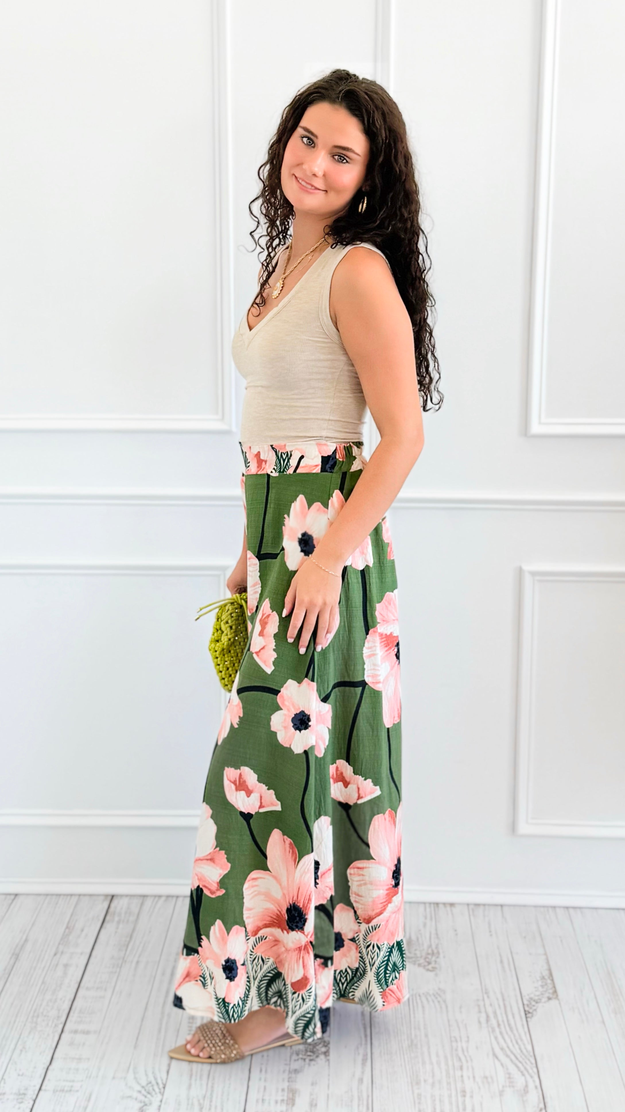 Garden Escape Italian Palazzo Pant- Green-100 Pants-AZUL MONACO-Coastal Bloom Boutique, find the trendiest versions of the popular styles and looks Located in Indialantic, FL